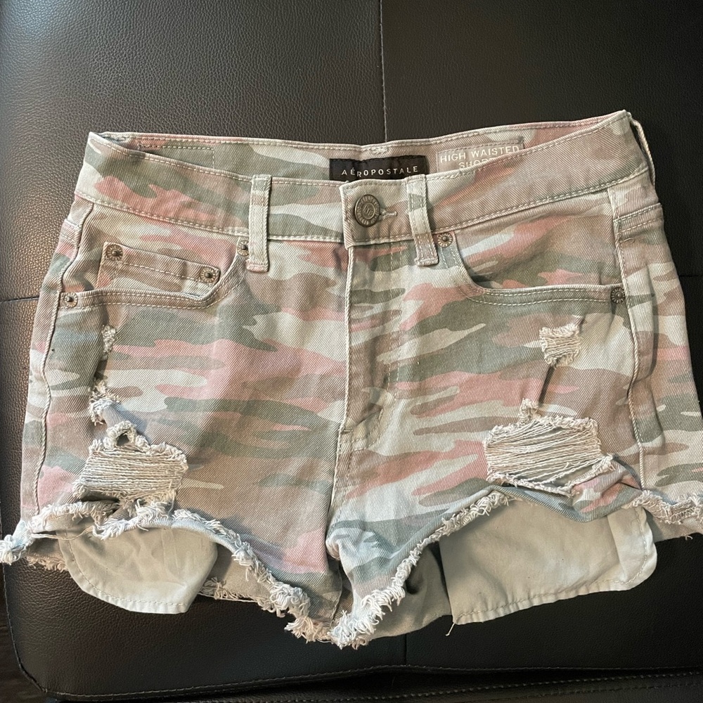 Aeropostale Women's High Waist Camo Shorts